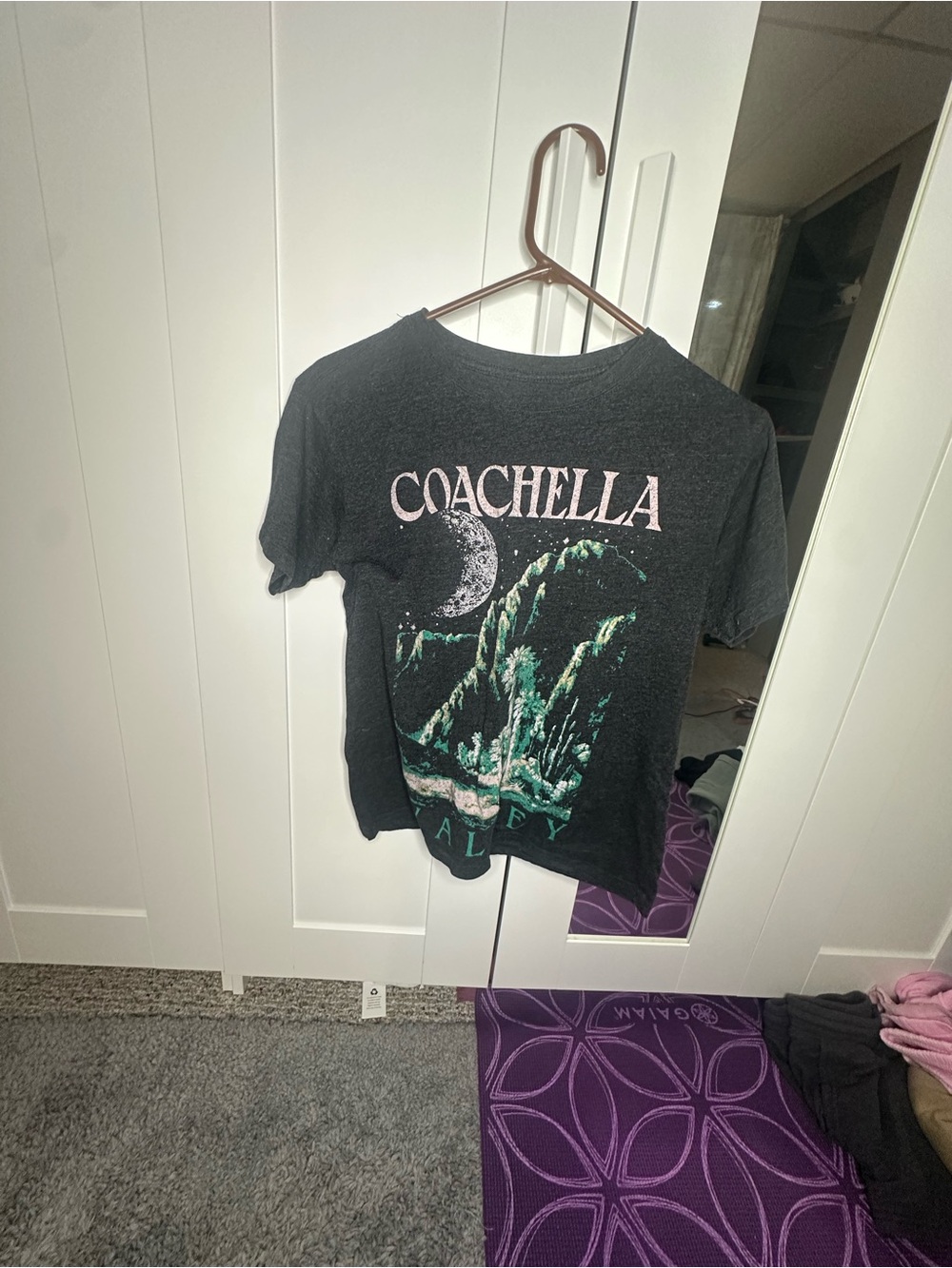 Mighty Fine Black Coachella Graphic Tee with Pastel Pink Logo